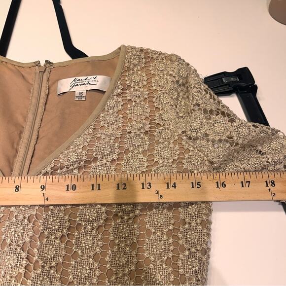 Badgley Mischka Gold Sequin Bell Sleeve Mini Dress XS - Picture 6 of 10